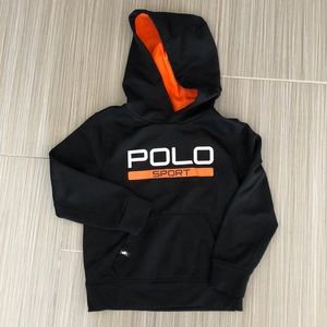 POLO fleece sweatshirt, Boys size 5. Orange/Black